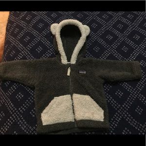 Baby Patagonia Fuzzy jacket.